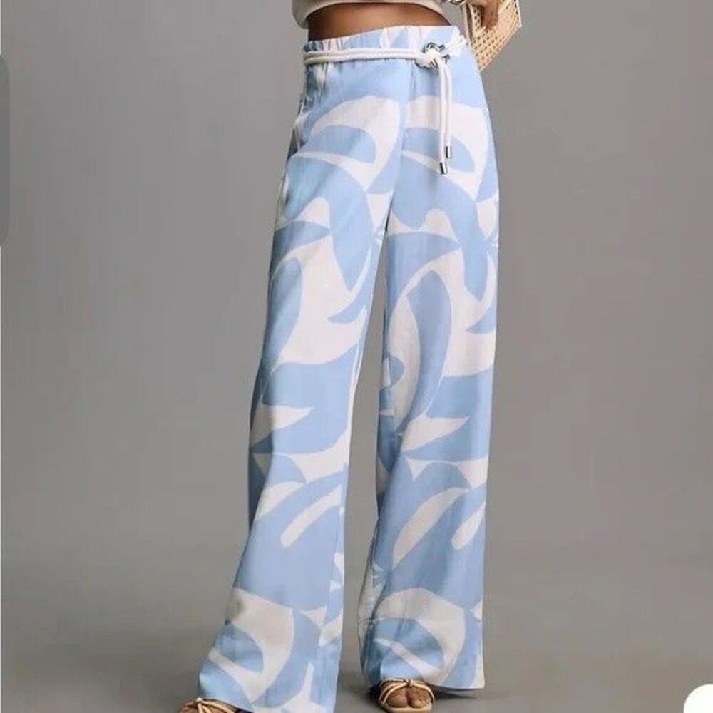 Anthropology NWT MON RENN SURREAL PANTS Linen Blend Pants Sz Large